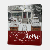 新パーソナライズされたしい家での初めてのクリスマス セラミックオーナメント (左)
