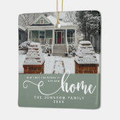新パーソナライズされたしい家での初めてのクリスマス セラミックオーナメント (左)