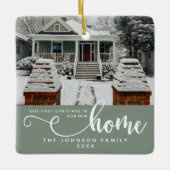 新パーソナライズされたしい家での初めてのクリスマス セラミックオーナメント (正面)