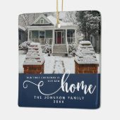 新パーソナライズされたしい家での初めてのクリスマス セラミックオーナメント (左)