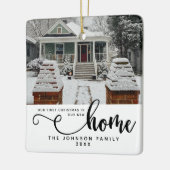 新パーソナライズされたしい家での初めてのクリスマス セラミックオーナメント (左)