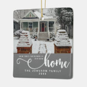 新パーソナライズされたしい家での初めてのクリスマス セラミックオーナメント (左)