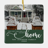 新パーソナライズされたしい家での初めてのクリスマス セラミックオーナメント (正面)