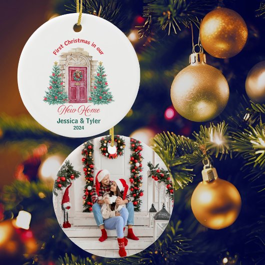 新パーソナライズされたしい家の初めてのクリスマス セラミックオーナメント
