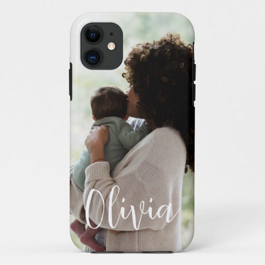 新パーソナライズされたしい母とベビーの写真名iPhone Case-Mate iPhoneケース (裏面)