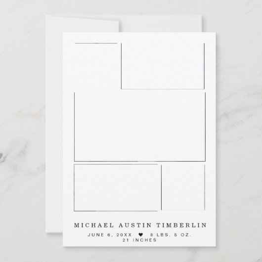 新パーソナライズされたしい5イメージベビーフォト誕生 案内状 (正面)