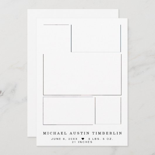 新パーソナライズされたしい5イメージベビーフォト誕生 案内状 (正面/裏面)