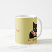 新パーソナライズされたクリスマス黒猫の醜いセーター コーヒーマグカップ (正面右)