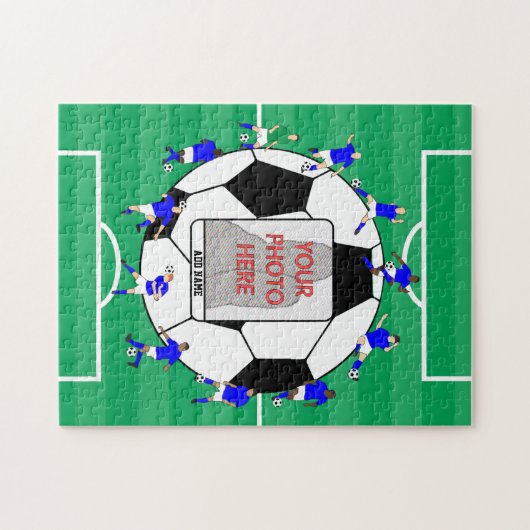 新パーソナライズされたサッカーボールと選手 ジグソーパズル (横)