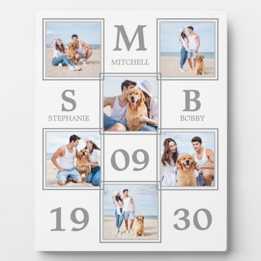 新パーソナライズされた婚の結婚写真コラージュ フォトプラーク (正面)