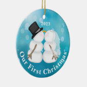 新パーソナライズされた婚クリスマス飾り セラミックオーナメント (右)