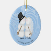新パーソナライズされた婚クリスマス飾り セラミックオーナメント (右)