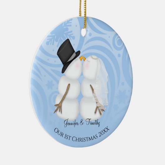 新パーソナライズされた婚クリスマス飾り セラミックオーナメント (右)