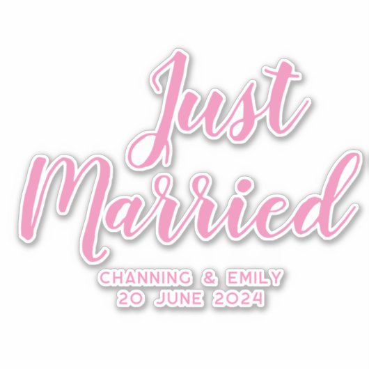 新パーソナライズされた婚ハネムーンたった今結婚しました シール (正面)