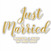 新パーソナライズされた婚ハネムーンたった今結婚しました シール (正面)