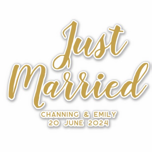 新パーソナライズされた婚ハネムーンたった今結婚しました シール (正面)