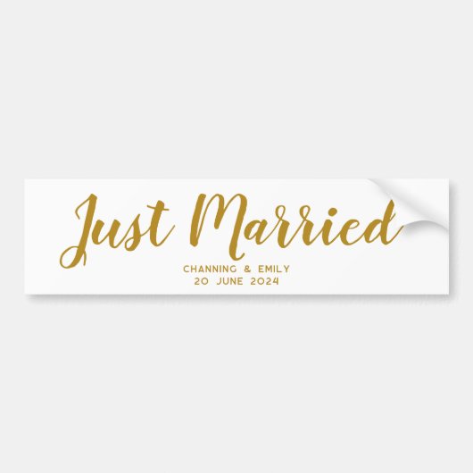新パーソナライズされた婚ハネムーンたった今結婚しました バンパーステッカー (正面)