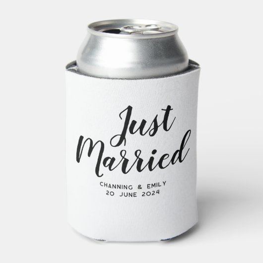 新パーソナライズされた婚ハネムーンたった今結婚しました 缶クーラー (缶正面)