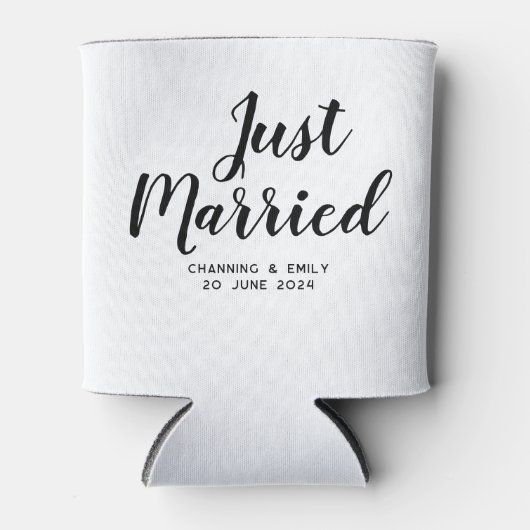 新パーソナライズされた婚ハネムーンたった今結婚しました 缶クーラー (正面)