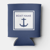 新パーソナライズされた航海の艇ネームブルーいかり 缶クーラー (正面)