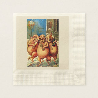 新フランスの年祝のヴィンテージ 縁ありカクテルナプキン