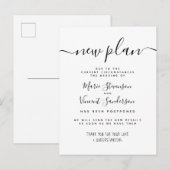 新プラン　ブラック・アンド・ホワイト　延期　ウェディング インビテーションポストカード (正面/裏面)