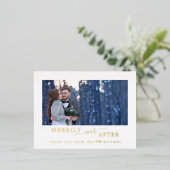 新ミニマル婚の後に楽しくフォイル 箔シーズンポストカード (立ち正面)