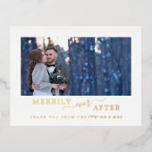 新ミニマル婚の後に楽しくフォイル 箔シーズンポストカード (正面)