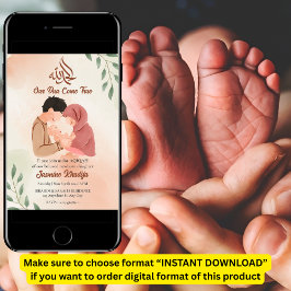 新ムスリムペアレント生まれたばかりの&ベビーガールAqikah 招待状