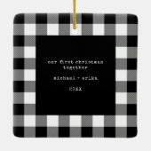 新メリー婚と結婚したカップルの写真プライド セラミックオーナメント (裏面)