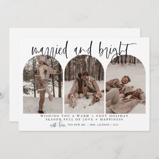 新メリー婚結婚したのクリスマスカーモダンド シーズンカード (正面/裏面)