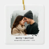 +新メリー婚結婚した初めてのクリスマス写真 セラミックオーナメント (正面)