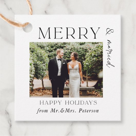 新メリー婚結婚した者はミスター・アンド・ミセス・ホリデー・ギフト フェイバータグ (正面)