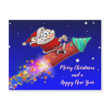 新メリー年ロケットに乗るサンタ
