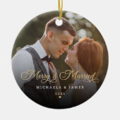 新メリー規結婚した写真 セラミックオーナメント (正面)