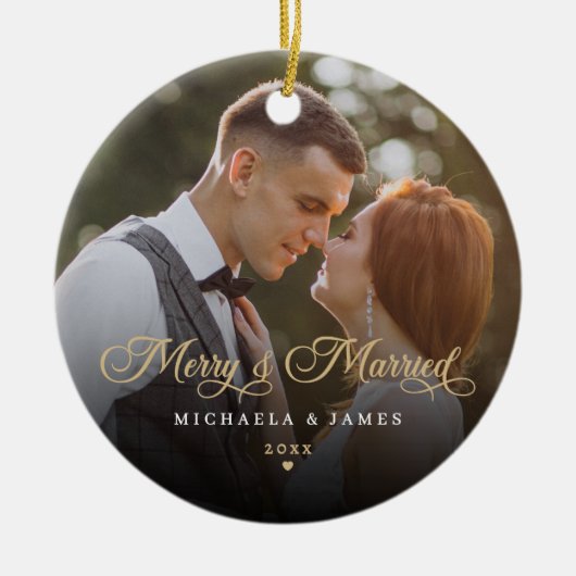 新メリー規結婚した写真 セラミックオーナメント (正面)