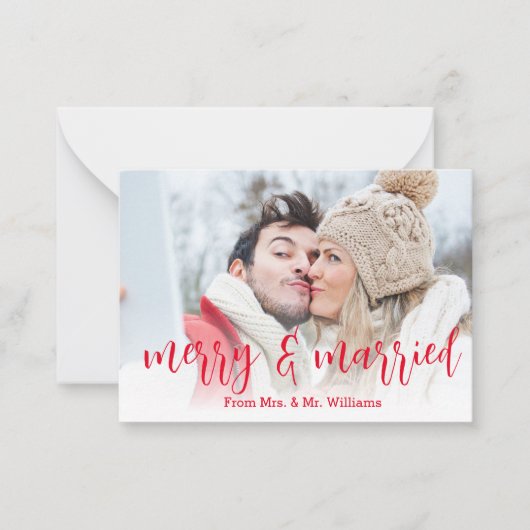 新メリー規結婚した定フォトホリデーノートカード(&W) ノートカード (正面)