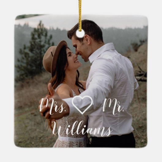 新メリー規結婚した2枚の写真の手書き入力(&W) セラミックオーナメント (裏面)