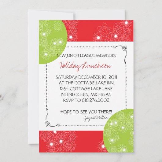 新メンバー昼食会招待状 招待状 (裏面)