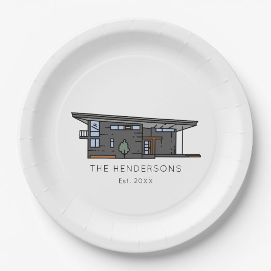 新モダンしいホーム引っ越し祝いパーティーパーティー ペーパープレート (正面)