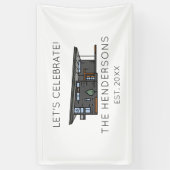 新モダンしいホーム引っ越し祝いパーティーパーティー 横断幕 (縦)