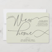 新モダンしいホーム書道淡い色の緑の移動 案内状 (正面)