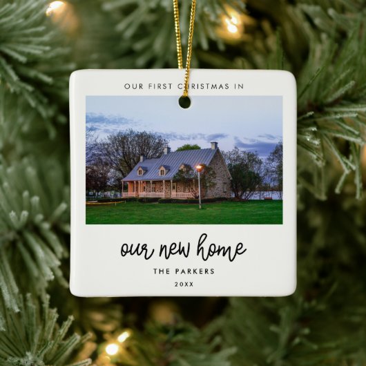 新モダンしい家での初めてのクリスマス セラミックオーナメント (ツリー)