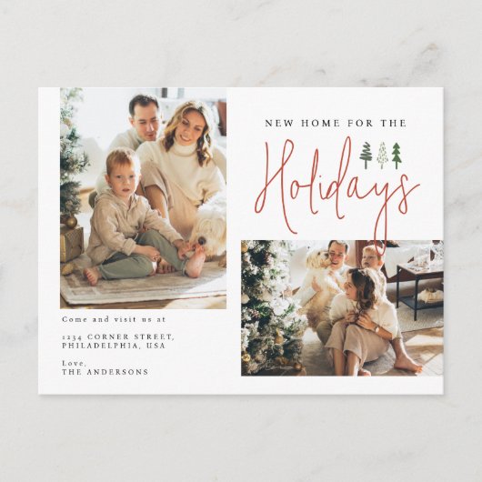 新モダンしい家のための休日の写真の移動 案内ポストカード (正面)