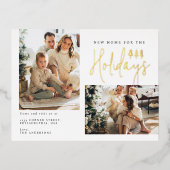 新モダンしい家のための休日2つの写真の移動 箔シーズンポストカード (正面)