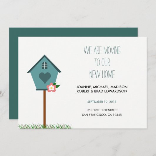 新モダンしい家、家、我々は発表を移動している 案内状 (正面/裏面)