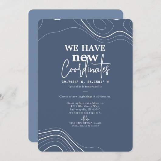 新モダンしい座標（青） 案内状 (正面/裏面)