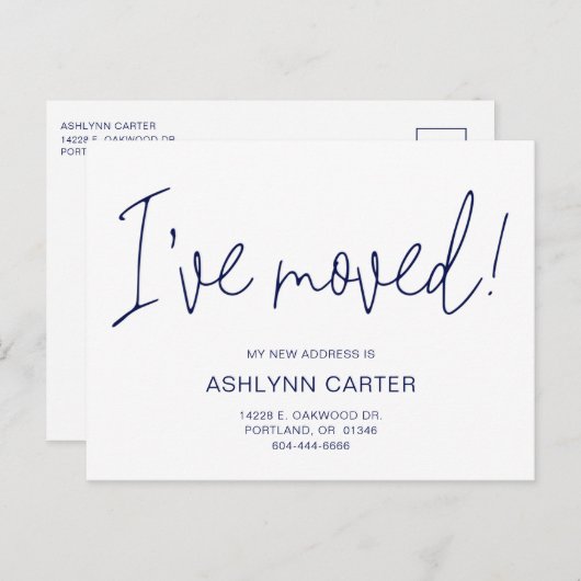 新モダンしいHome Navy Blueを移動 案内ポストカード (正面/裏面)