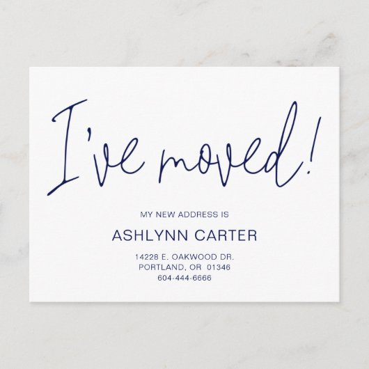 新モダンしいHome Navy Blueを移動 案内ポストカード (正面)