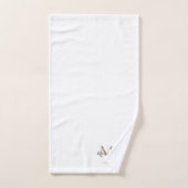 新モダンエレガント婚ブラック金ゴールドホワイトモノグラム バスタオルセット (ハンドタオル)